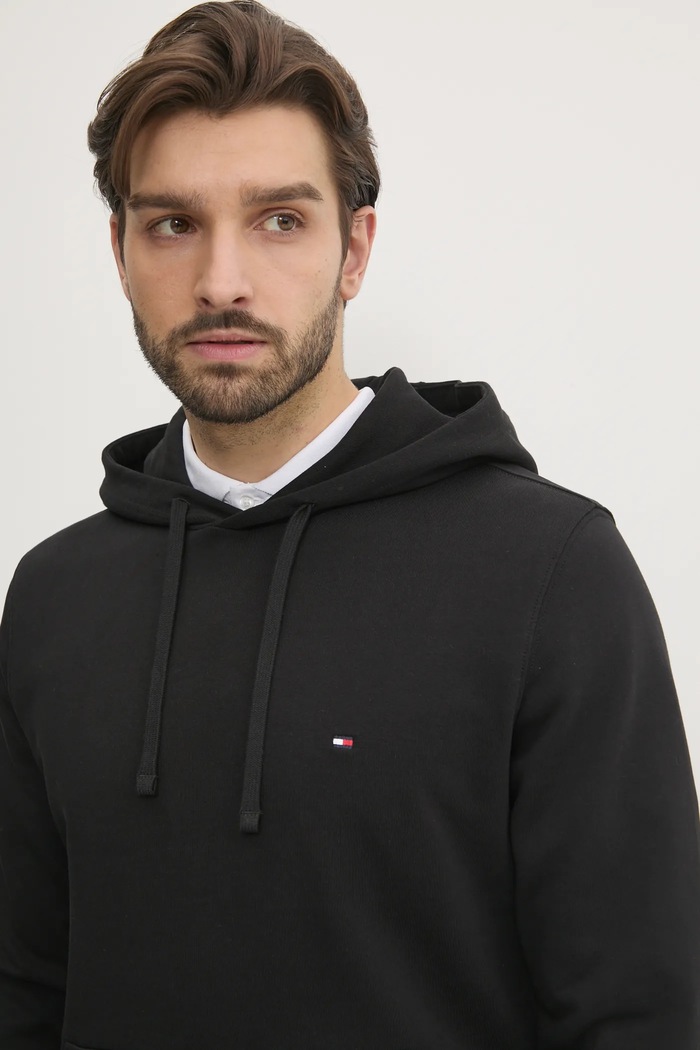 Tommy Hilfiger bluza z kapturem męska bawełniana czarny MW0MW37235