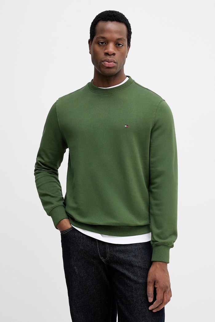 Tommy Hilfiger hanorac bărbați bumbac verde MW0MW37237