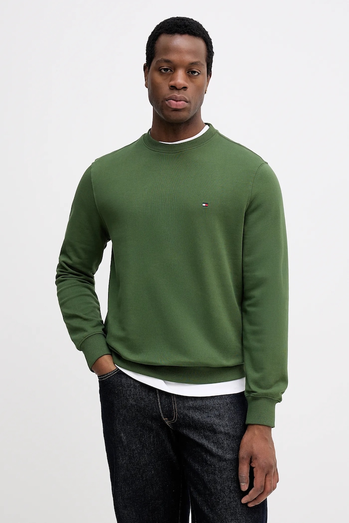 Tommy Hilfiger hanorac bărbați bumbac verde MW0MW37237