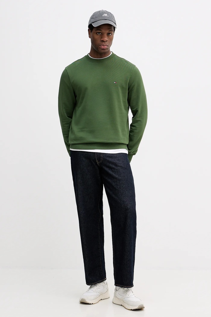 Tommy Hilfiger hanorac bărbați bumbac MW0MW37237 verde SS26