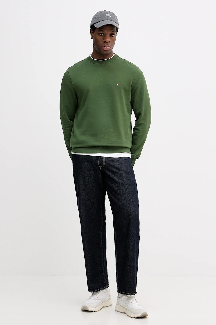 Tommy Hilfiger hanorac bărbați bumbac MW0MW37237 verde SS26