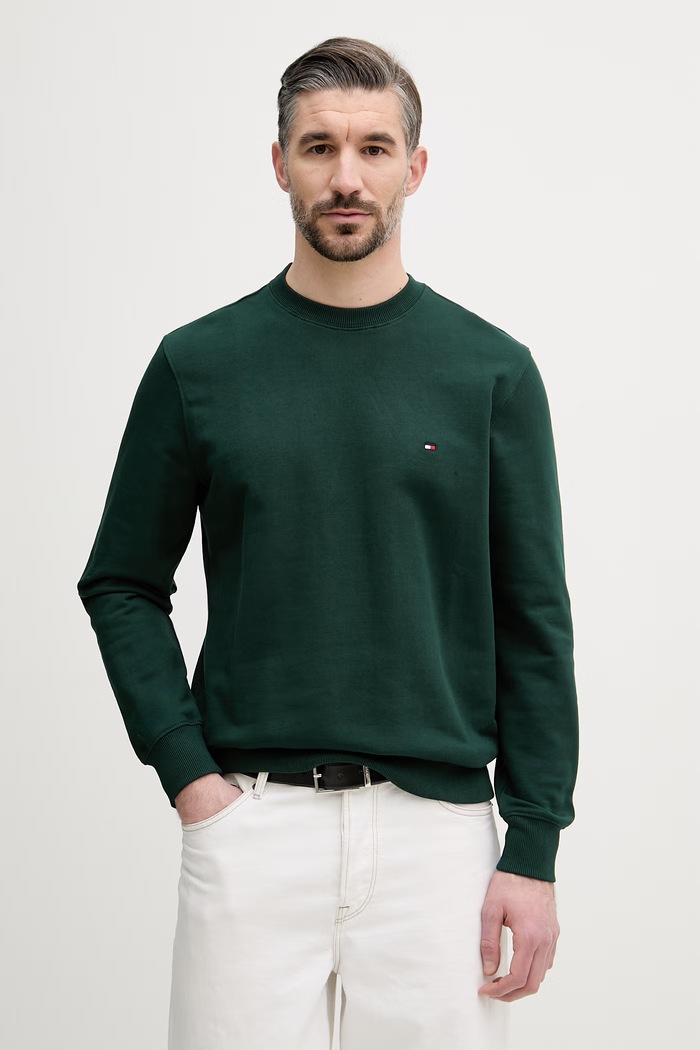 Tommy Hilfiger Melegítőfelső férfi pamut zöld MW0MW37237