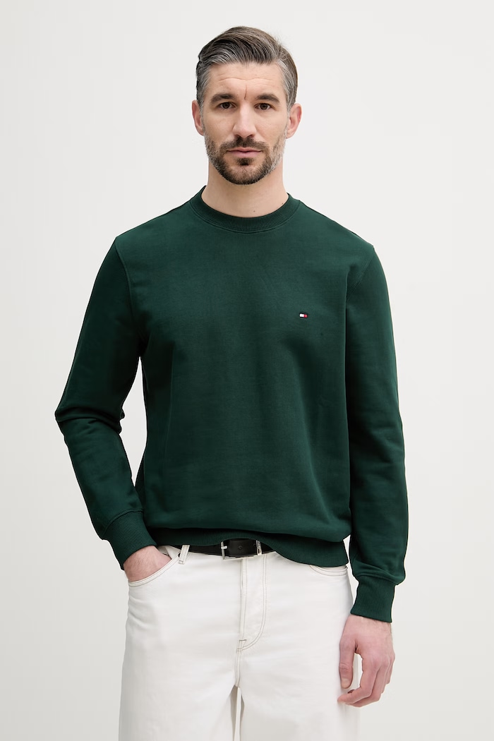 Tommy Hilfiger Melegítőfelső férfi pamut zöld MW0MW37237