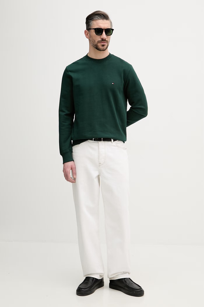 Tommy Hilfiger Melegítőfelső férfi pamut MW0MW37237 zöld SS26