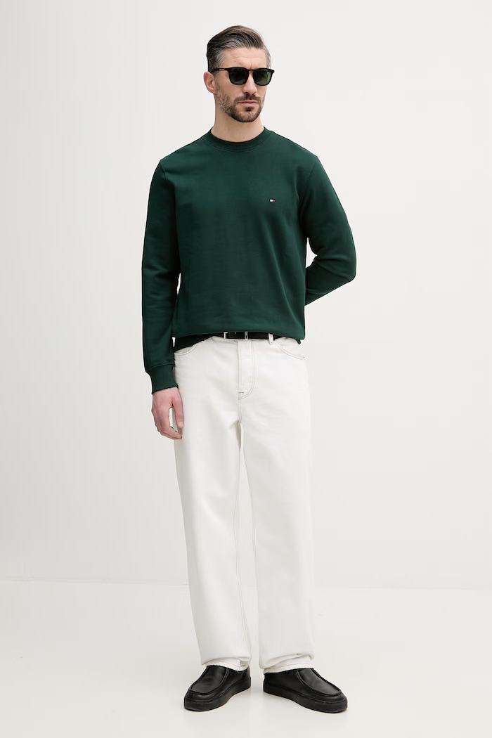 Tommy Hilfiger Melegítőfelső férfi pamut MW0MW37237 zöld SS26