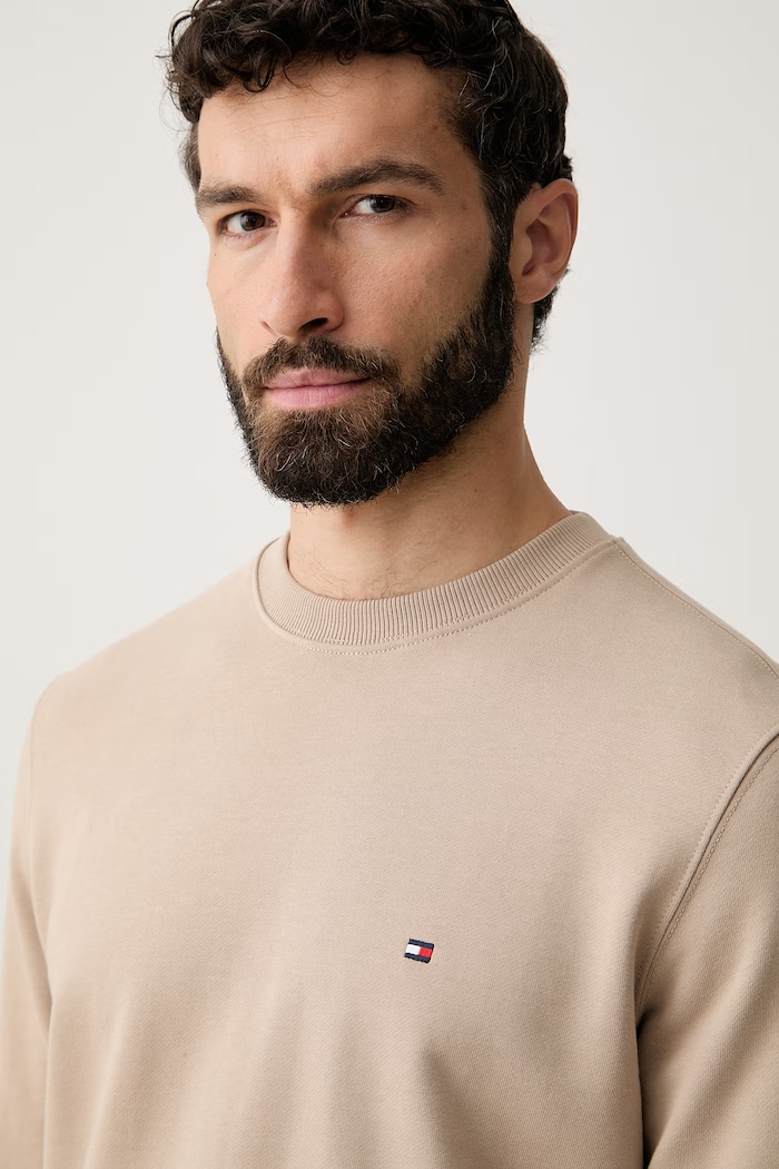 Tommy Hilfiger μπλούζα ανδρική βαμβακερή μπεζ MW0MW37237