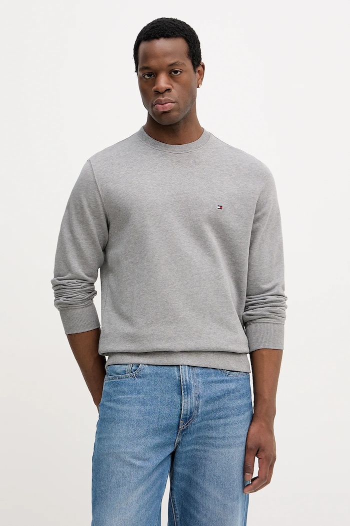 Tommy Hilfiger hanorac bărbătesc de bumbac gri MW0MW37237