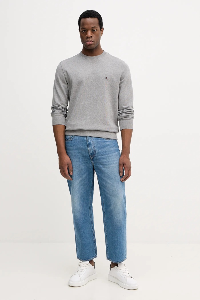 Tommy Hilfiger hanorac bărbătesc de bumbac MW0MW37237 gri SS26