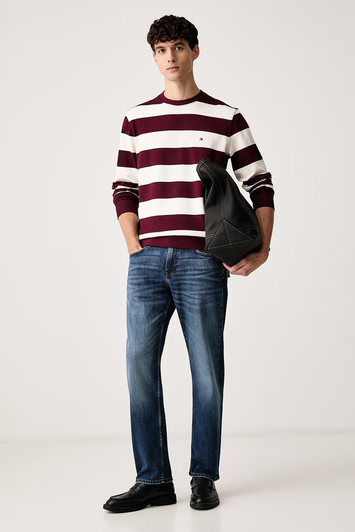 Tommy Hilfiger Hanorac pentru bărbați din bumbac MW0MW37237 burgundia SS26