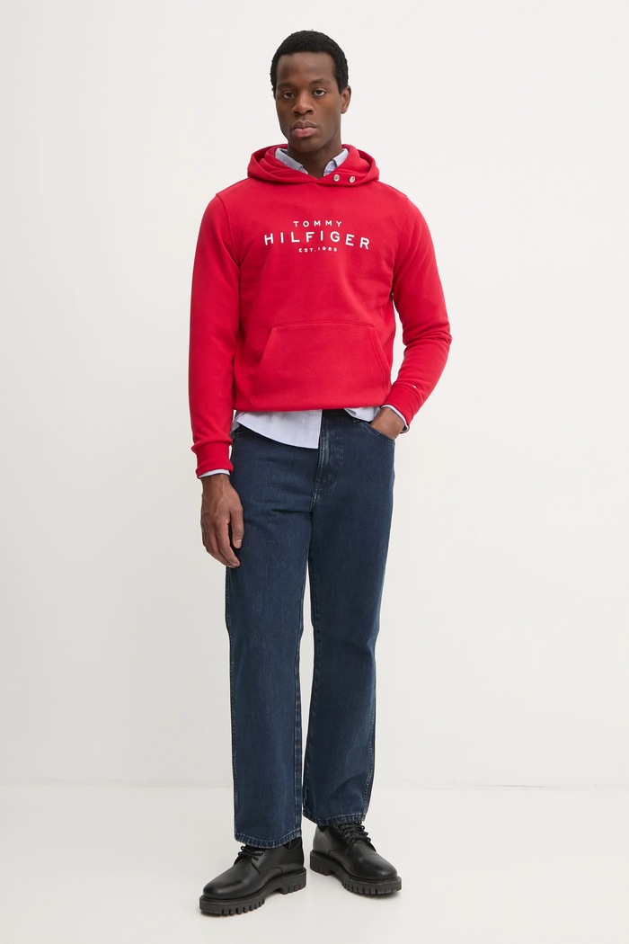 Mikina Tommy Hilfiger MW0MW37455 červená SS25