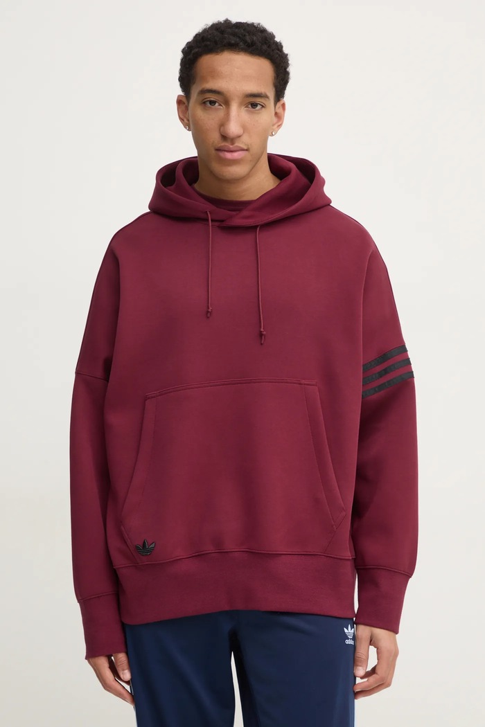 Mikina adidas Originals Neuclassics s kapucí burgundské JC9936
