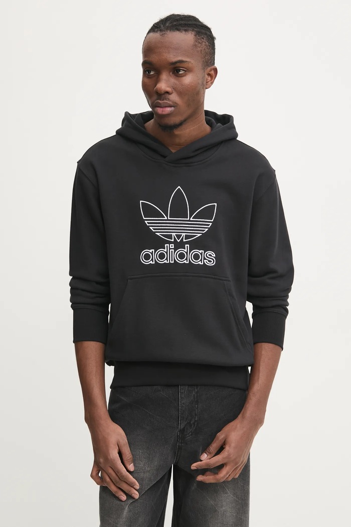 adidas Originals felpa in cotone OUTL TREF HDY JP1079 nero SS25