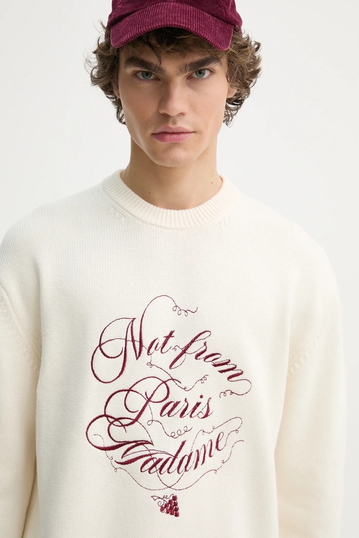 Vlněný svetr Drôle de Monsieur Le Pull Slogan Vignes béžová F.PO178.WO023.CM