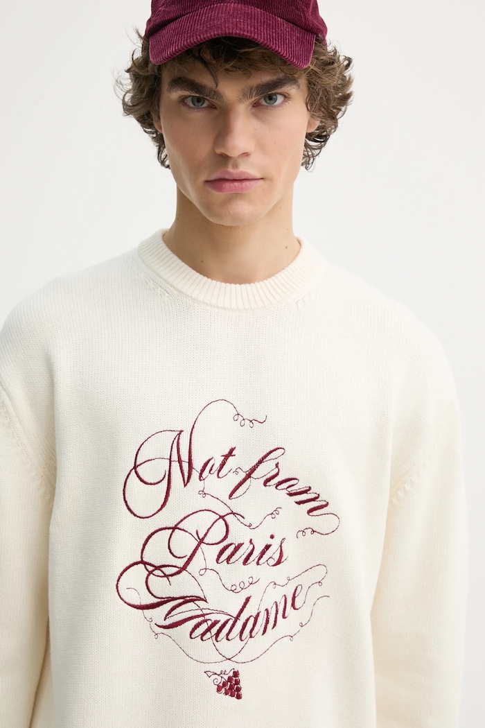 Vlněný svetr Drôle de Monsieur Le Pull Slogan Vignes béžová F.PO178.WO023.CM