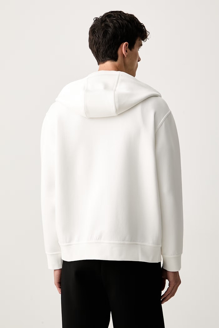 Oblečenie Armani Exchange mikina na zips s kapucňou pánska s bavlnou XM000371.AF10818.NOS biela