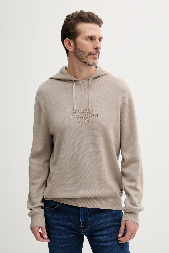 Armani Exchange Sweter wełniany beżowy XM000694.AF11982