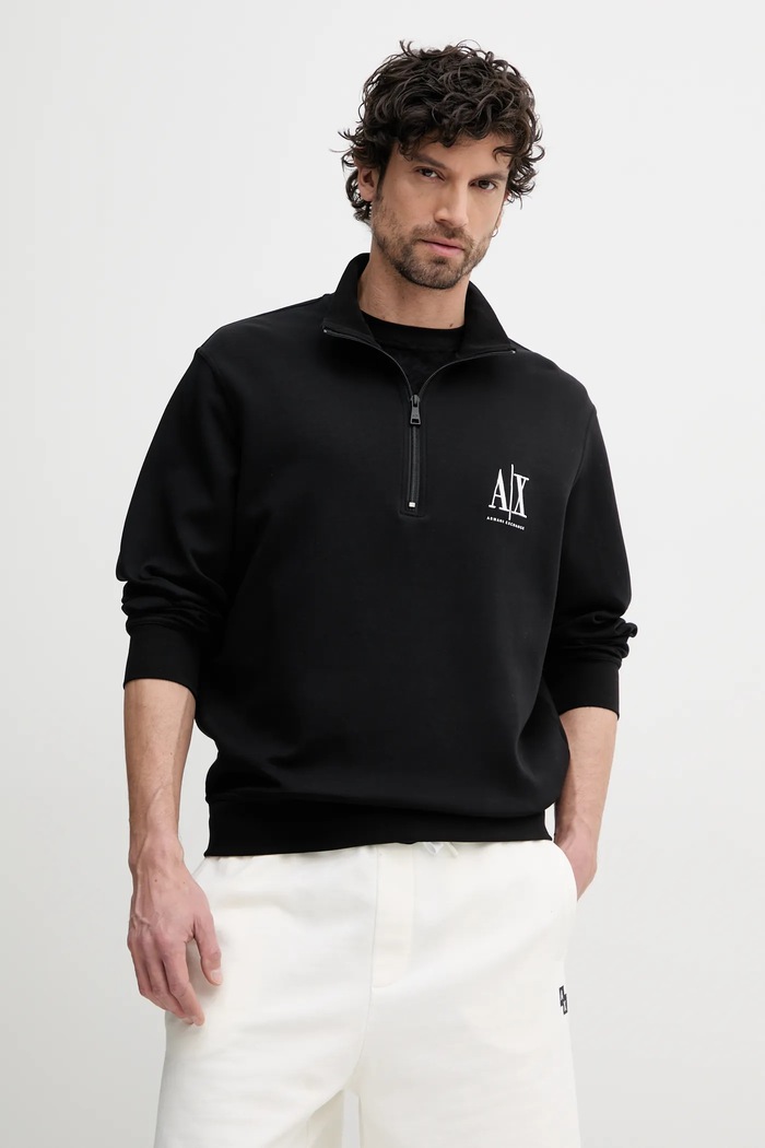 Armani Exchange bluza męska z bawełną aplikacja czarny XM000370.AF10818.NOS