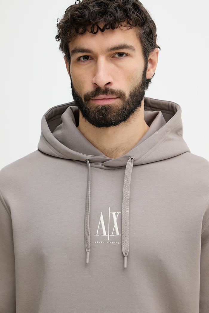 Armani Exchange mikina s kapucí pánská s bavlnou hnědá XM000369.AF10818.NOS