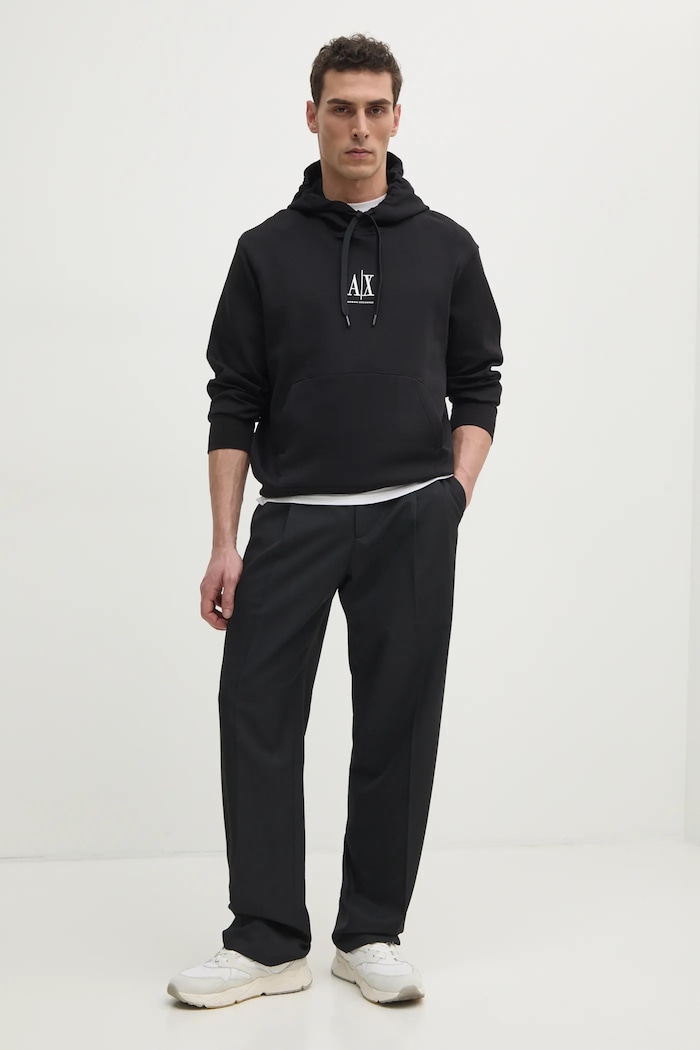 Armani Exchange bluza z kapturem męska z bawełną XM000369.AF10818.NOS czarny AA00