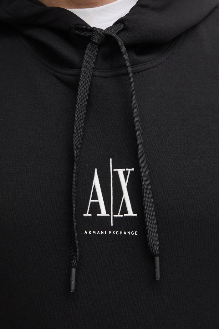 Armani Exchange bluza z kapturem męska z bawełną XM000369.AF10818.NOS czarny