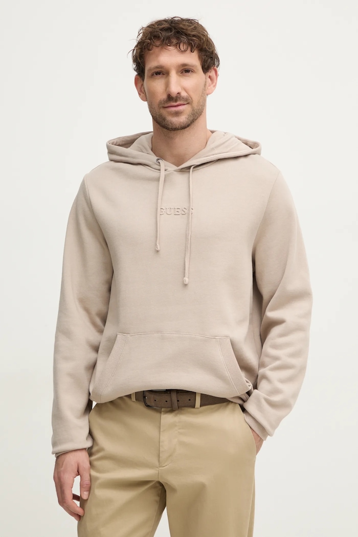 Mikina Guess EMBOSSED s kapucí béžová M4BQ45.K9YH1