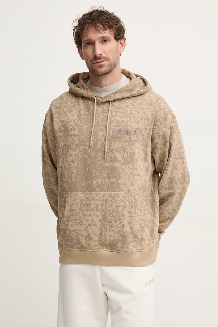 Guess bluza bawełniana GOTAM z kapturem beżowy Z5RQ16.K9YI1