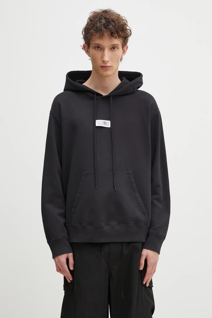 Pamučna dukserica MM6 Maison Margiela natpis crna SH0GU0018