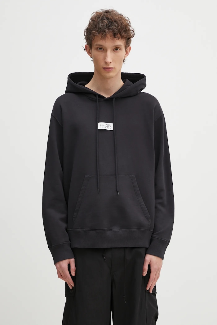 Pamučna dukserica MM6 Maison Margiela natpis crna SH0GU0018