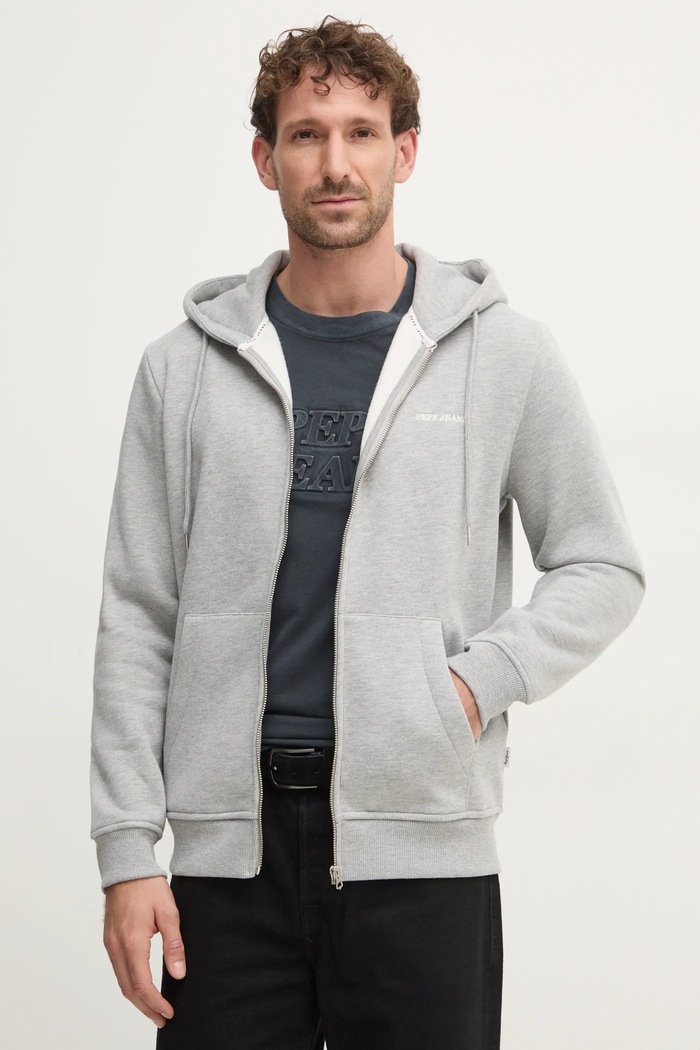 Pepe Jeans bluza DAMIAN ZIP z kapturem szary PM582752
