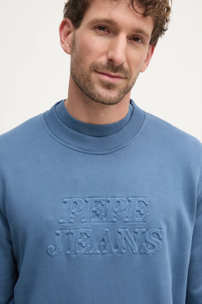Pepe Jeans bluza bawełniana DARIUS CREW niebieski PM582760