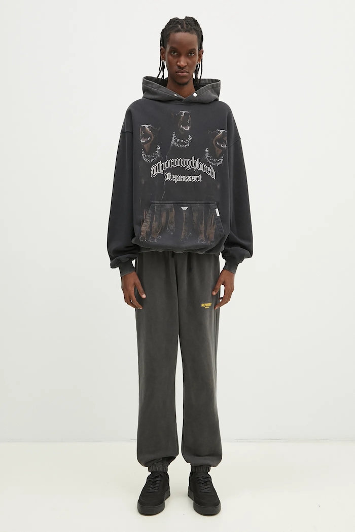 Represent cotton sweatshirt Thoroughbred Hoodie MLM41134.003 gray