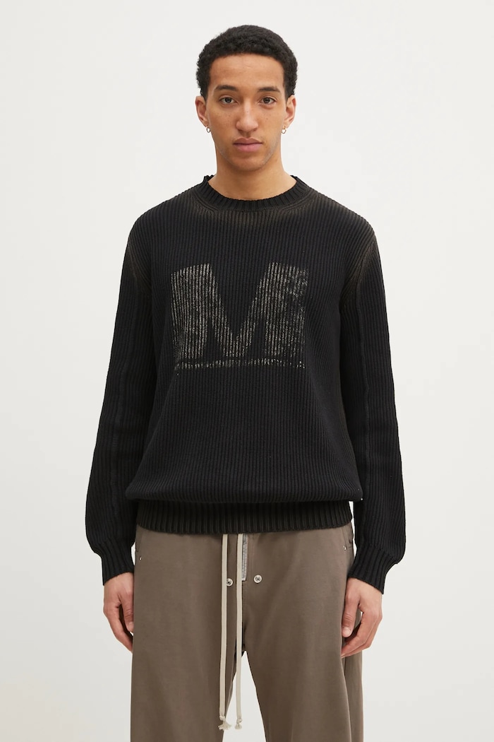 MM6 Maison Margiela sweter bawełniany wzorzyste czarny SH0HL0024