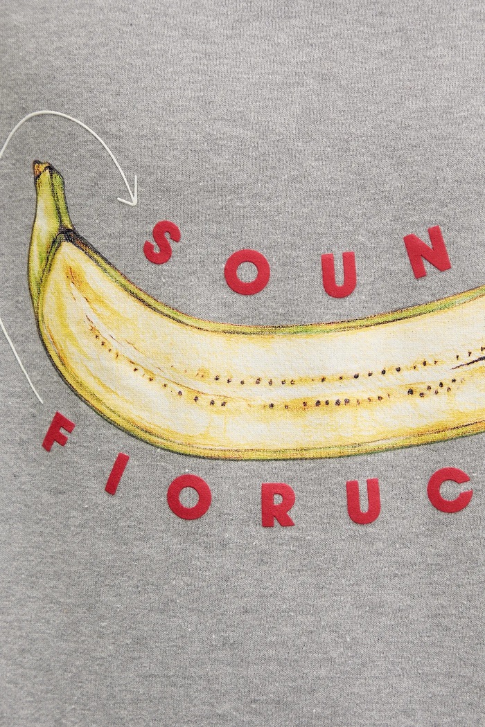 Хлопковая кофта Fiorucci Banana Sound Print Relaxed Fit Hoodie U02SPSHO092CJ05GY01 серый