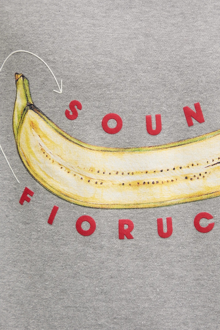 Хлопковая кофта Fiorucci Banana Sound Print Relaxed Fit Hoodie U02SPSHO092CJ05GY01 серый