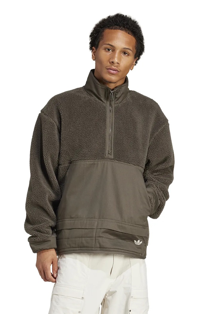 adidas Originals bluza polarowa Premium Essentials Full Zip bez kaptura zielony JD3344