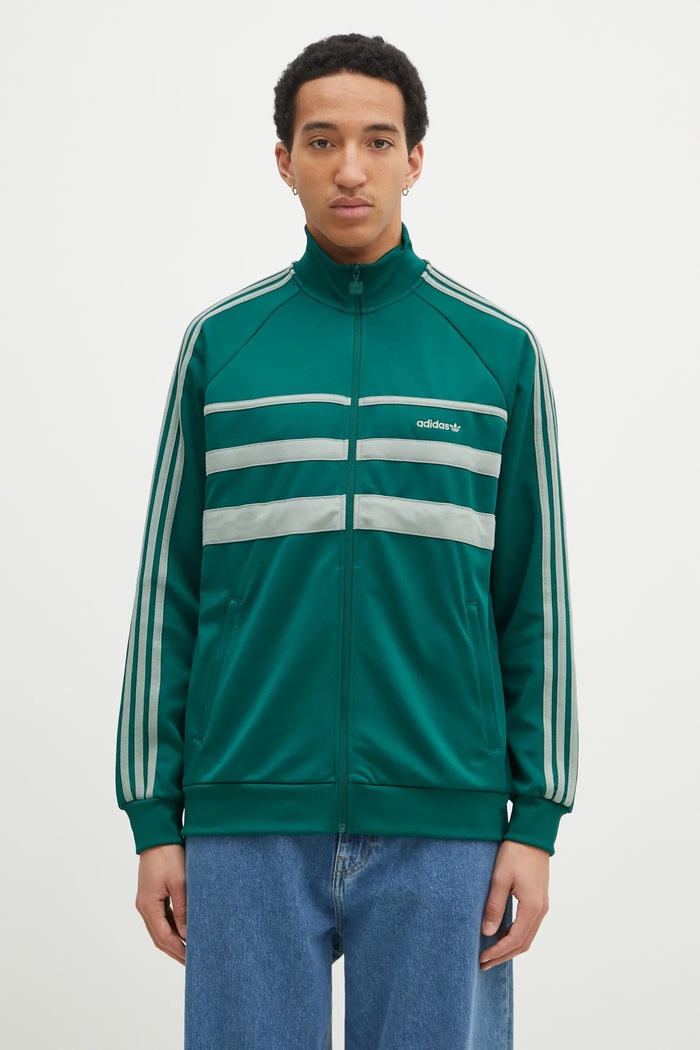 Суичър adidas Originals First Tracktop щампа зелен JP1041