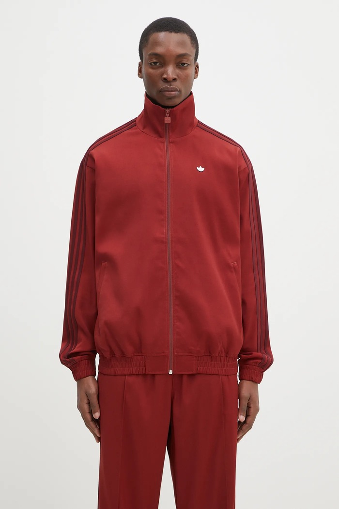 adidas Originals bluza Firebird Tracktop fara gluga burgundia JX7172