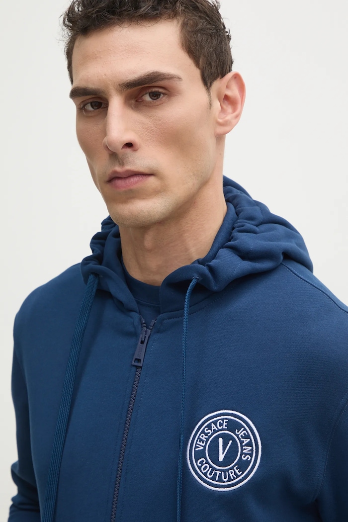 Pamučna dukserica Versace Jeans Couture mornarsko plava 78GAIT00.CF01T