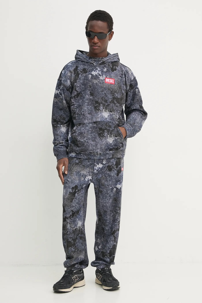 Bavlnená mikina Diesel S-BOXT-HOOD-R8 SWEAT-SHIRT A16404.0QLAG sivá SS25