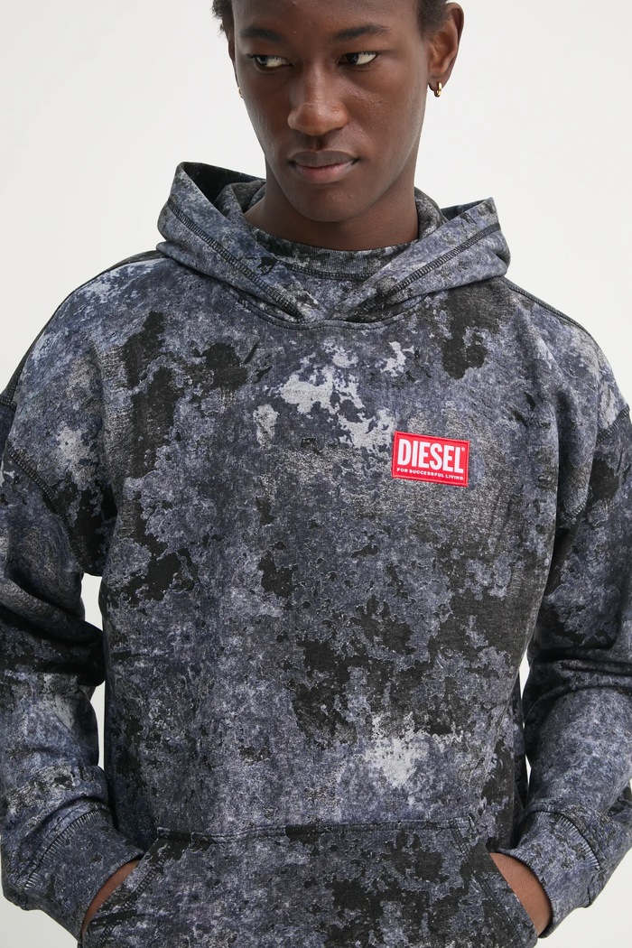 Bavlnená mikina Diesel S-BOXT-HOOD-R8 SWEAT-SHIRT sivá A16404.0QLAG