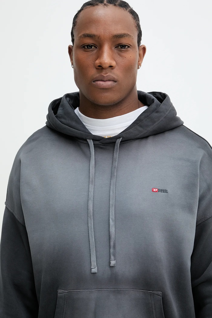 Diesel bluza bawełniana S-ROB-HOOD-R2 SWEAT-SHIRT szary A17649.0PKAM