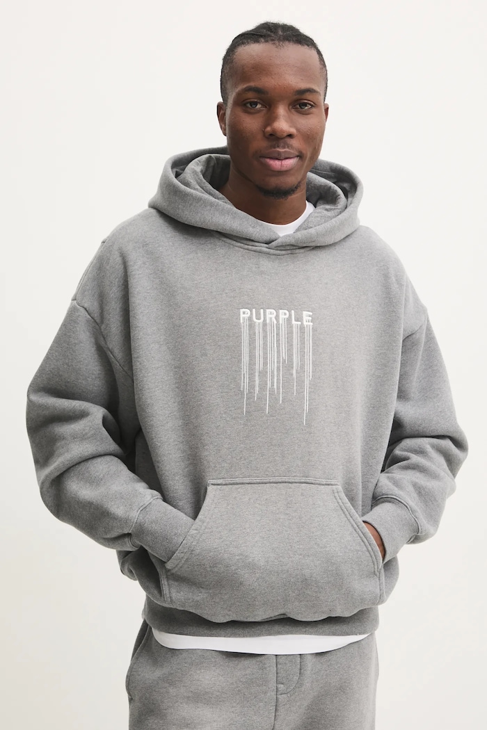 Bavlnená mikina PURPLE BRAND HWT FLEECE PO HOODY bavlna sivá P401.HMHT125