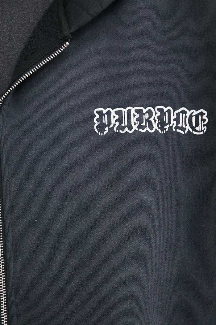 Bavlněná mikina PURPLE BRAND HWT FLEECE ZIP FRONT HOODY P460.HBGW125 šedá