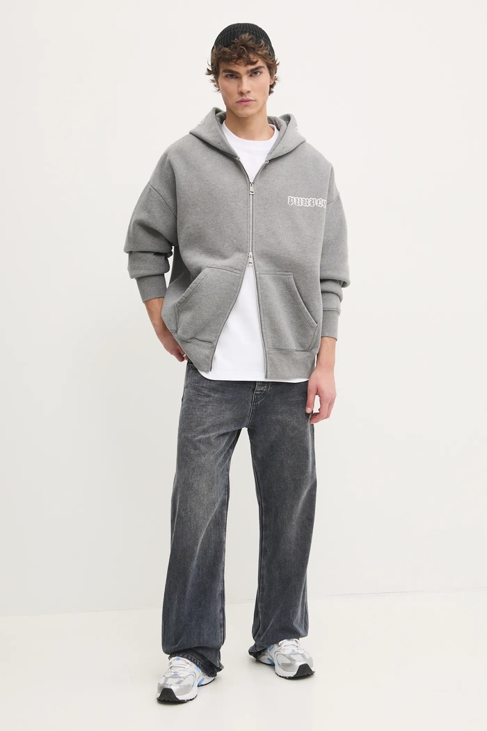 PURPLE BRAND hanorac de bumbac HWT FLEECE ZIP FRONT HOODY P460.HHGG125 gri SS25