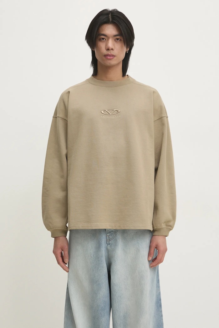 Кофта VETEMENTS Oval Logo Cropped Boxy гладкий бежевий UA66CW600T