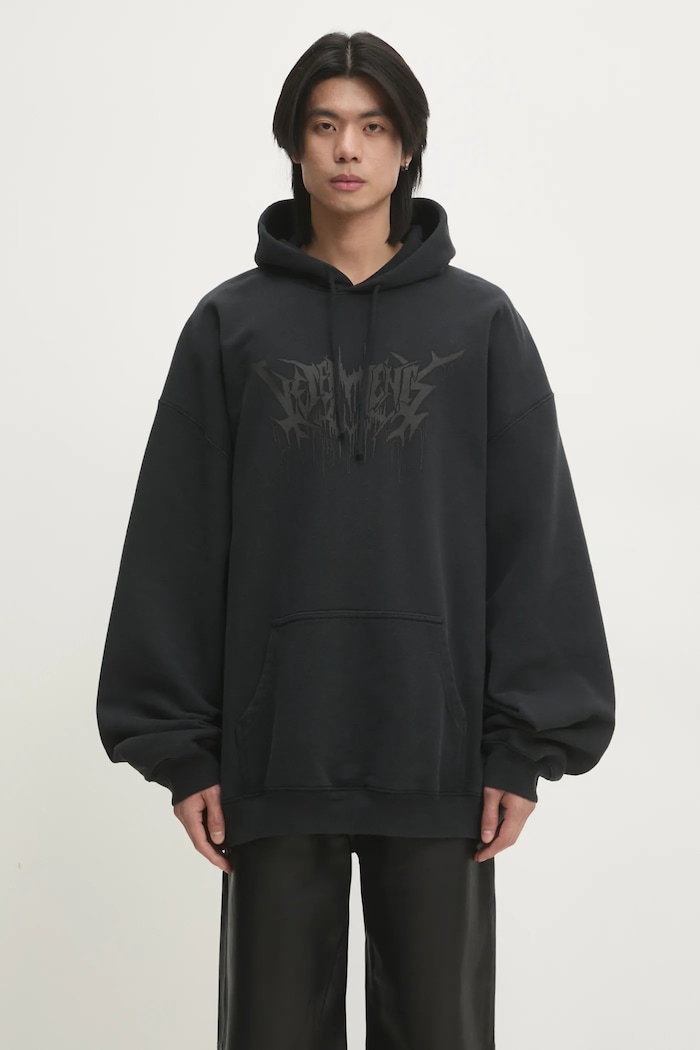 VETEMENTS bluza Drip Metal Oversized z kapturem czarny UA66HD730B