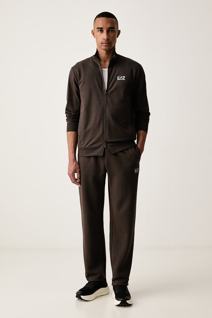 EA7 Emporio Armani μπλούζα με κουμπιά ανδρική με βαμβάκι PJVRZ.8NPM31 καφέ SS26