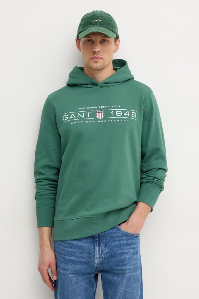 Gant bluza z kapturem zielony 2044014