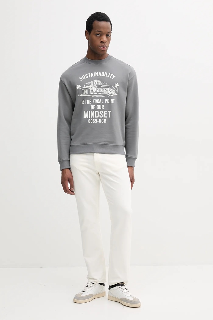 Bavlněná mikina United Colors of Benetton 3FWYU10A3 šedá SS25
