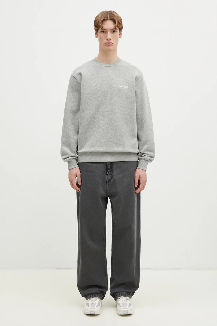 Бавовняна кофта Carhartt WIP Script Embroidery Sweat сірий I034496.00DXX